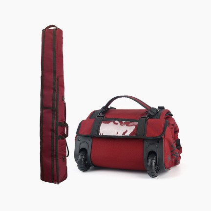 Adjustable dual-wheel ski equipment package