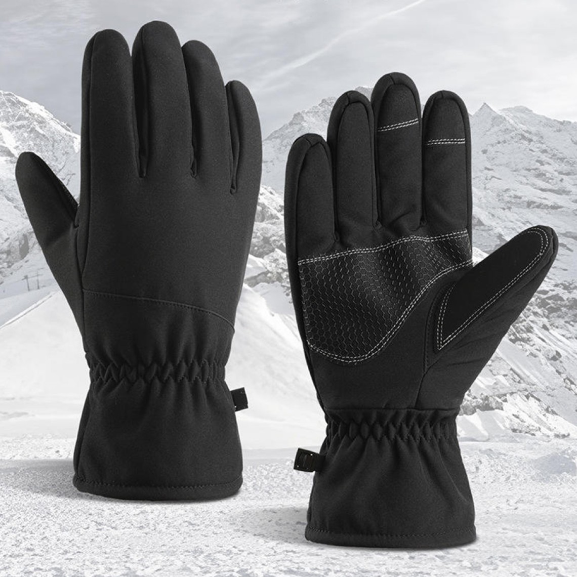 Winter snowmobile and ski warm touchscreen gloves