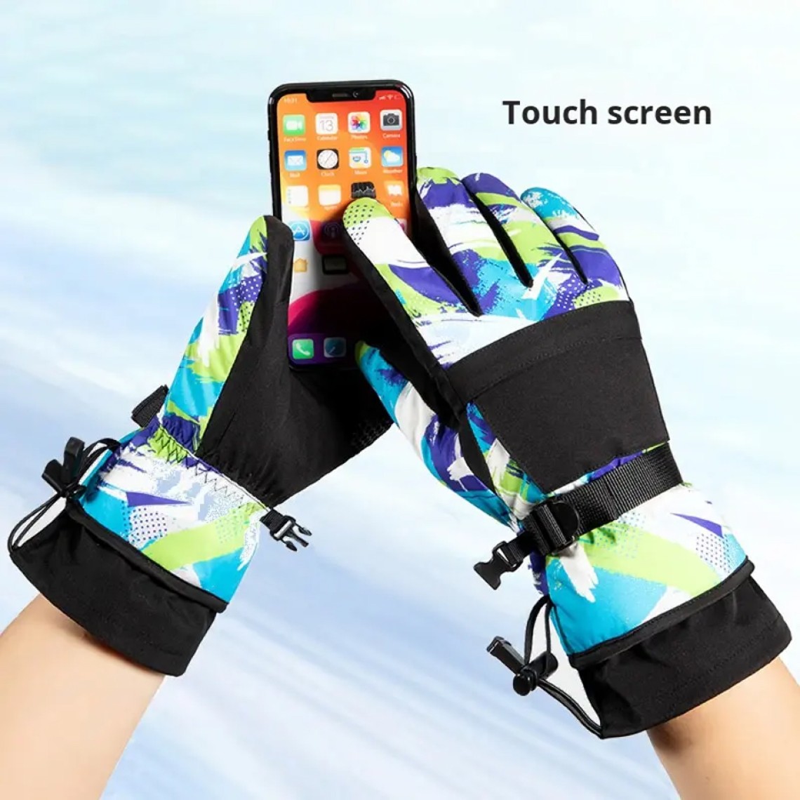 Thickened windproof and warm ski gloves