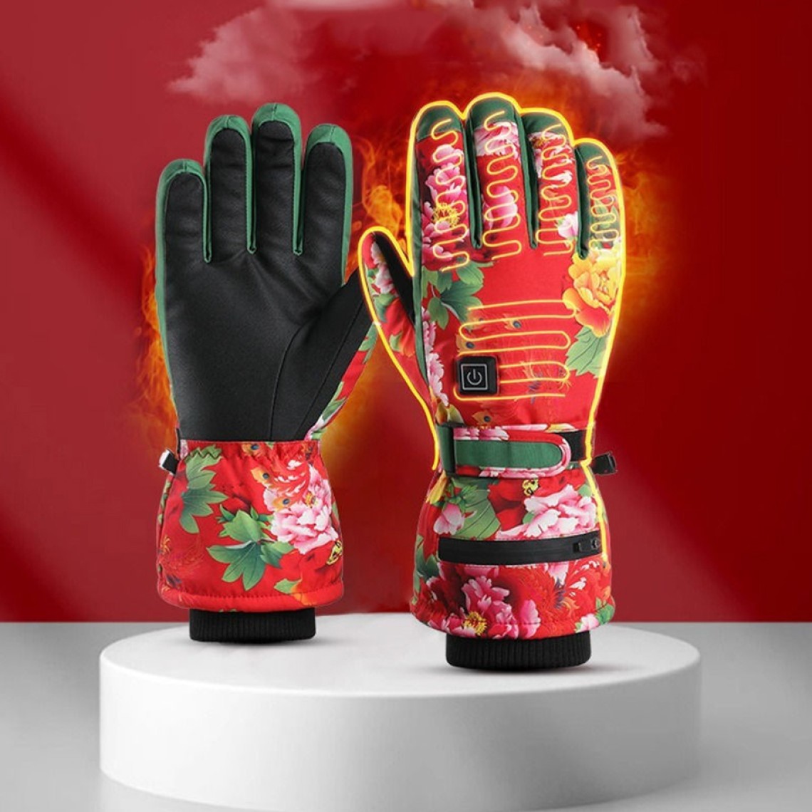 Smart heated waterproof ski gloves