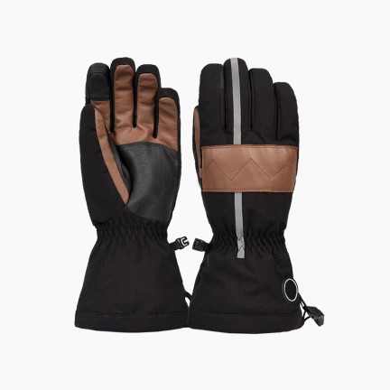 Genuine leather warm touchscreen ski gloves