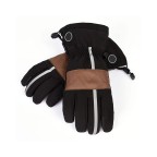 Genuine leather warm touchscreen ski gloves