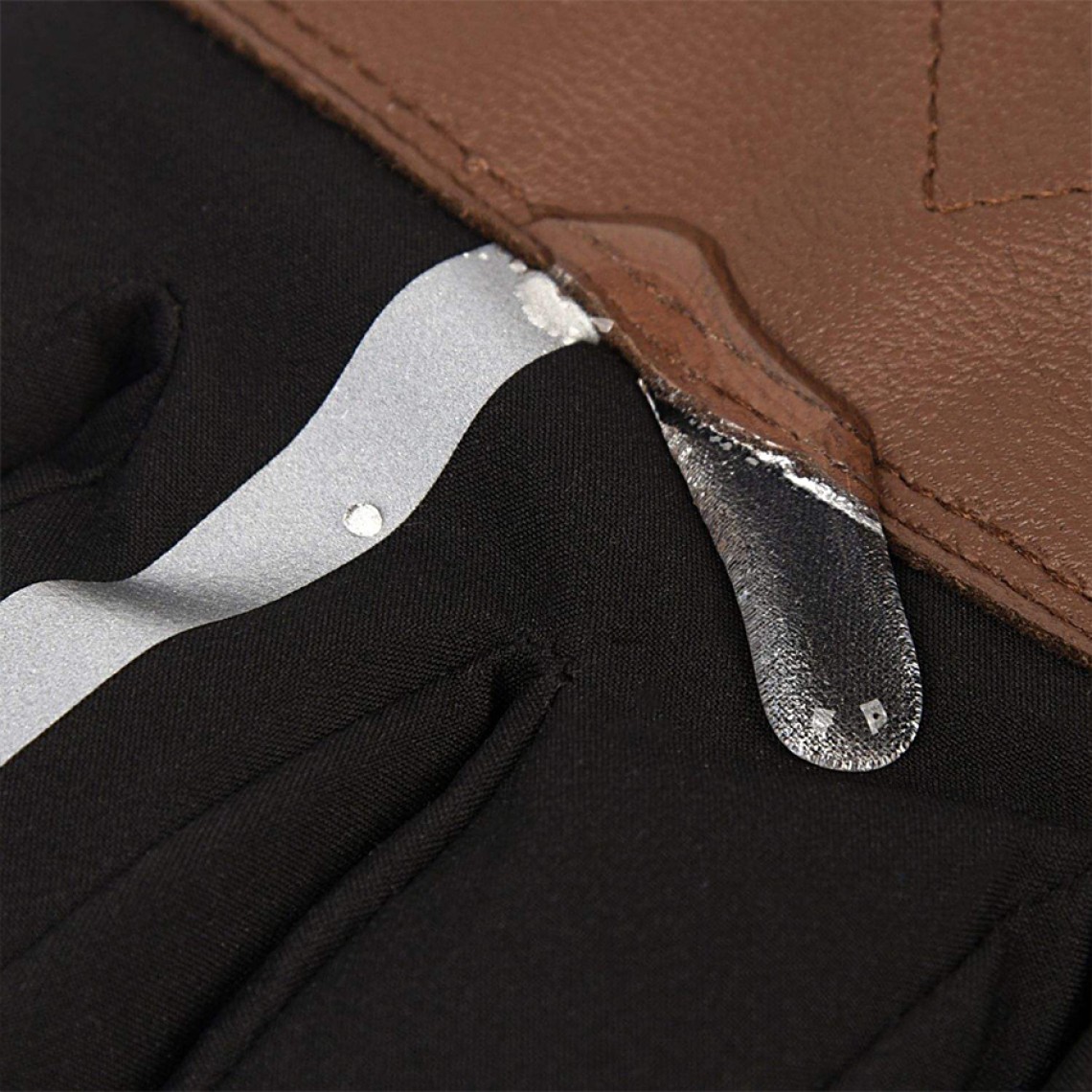 Genuine leather warm touchscreen ski gloves