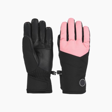 Premium pink goatskin ski waterproof gloves