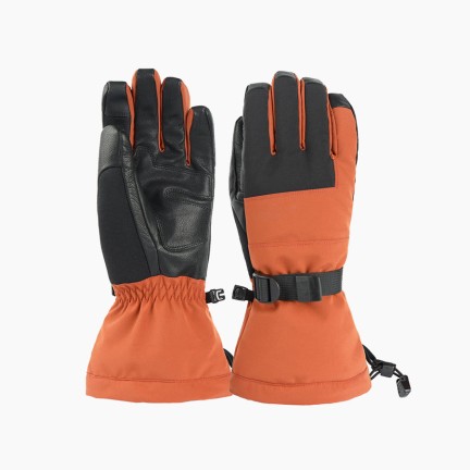 High-end genuine leather waterproof ski gloves