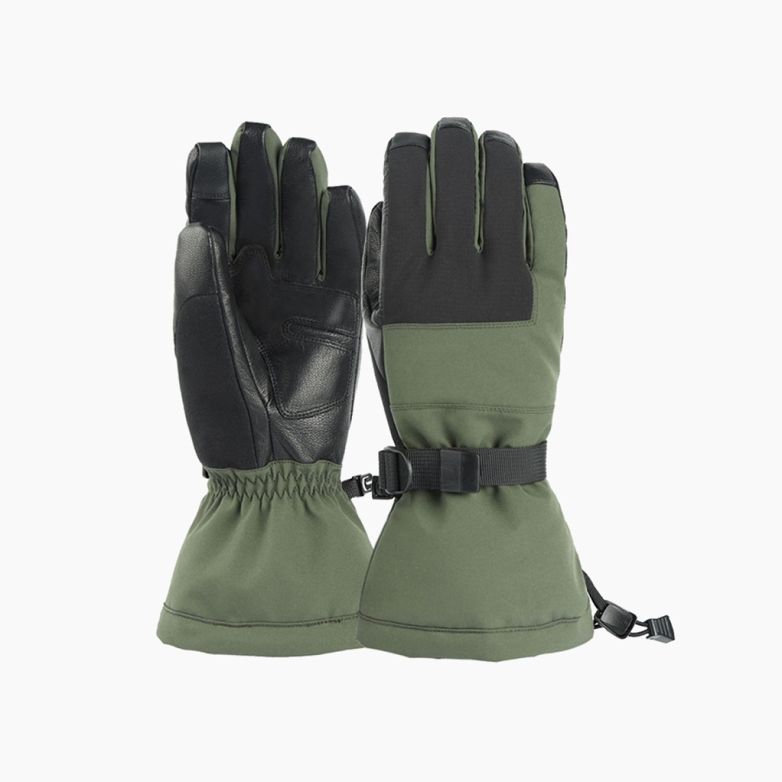 Winter protective genuine leather ski gloves