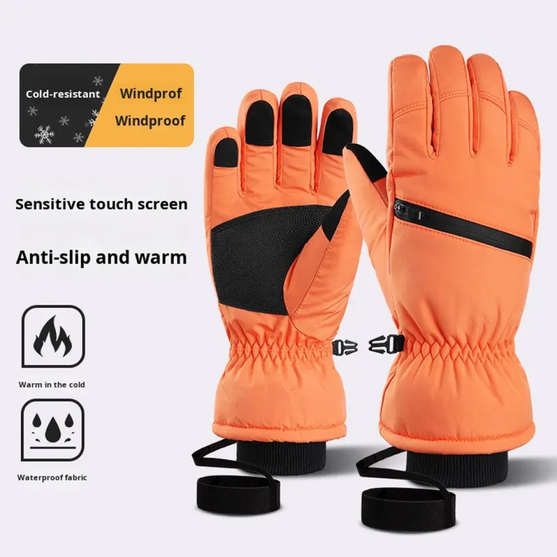 Waterproof and warm touchscreen ski gloves