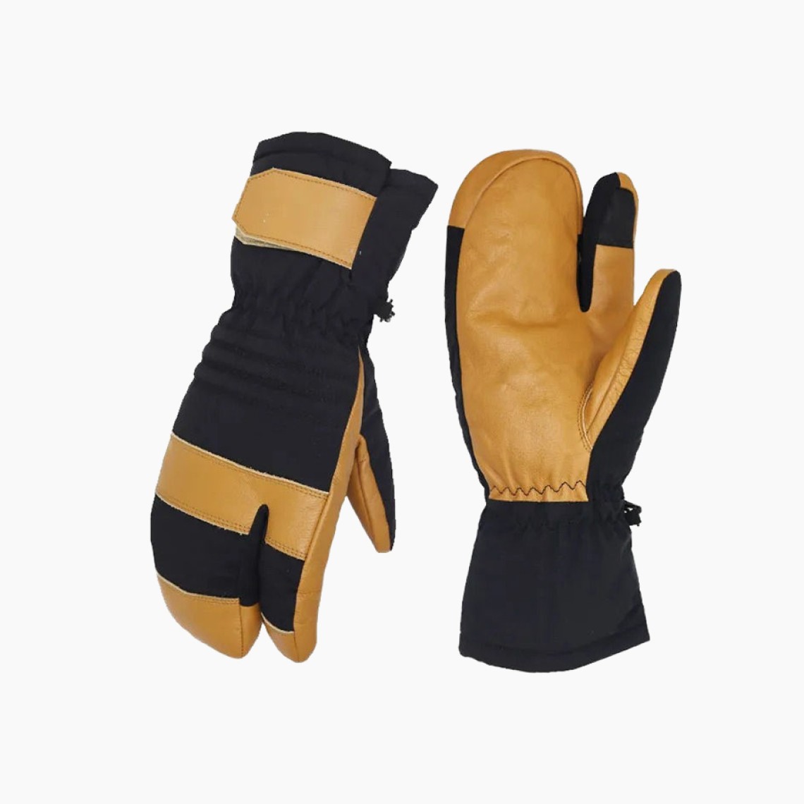Genuine leather full-finger ski gloves