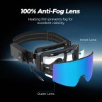 Adult heated magnetic ski goggles