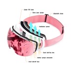 Red and silver polarized anti-fog ski goggles