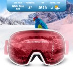 Red and silver polarized anti-fog ski goggles