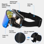 Magnetic flip-polarized ski goggles