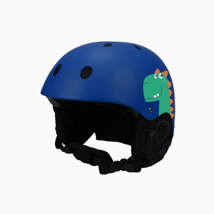 Classic blue animal print ski helmet