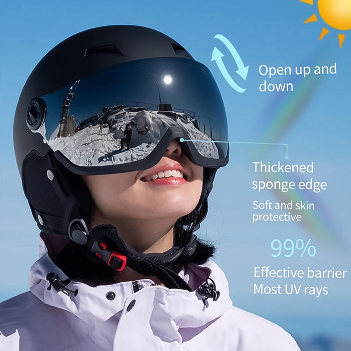 High-quality detachable ski helmet